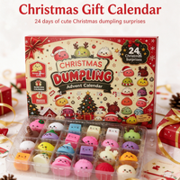 Vente en gros Calendrier de l'Avent de Noël Boîte mystère 24 jours Jouet anti-stress TPR Squishy en forme de boulette à presser Ensemble cadeau surprise de Noël pour enfants