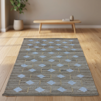 Handgewebter Natürlicher Jute-Teppich Geometrisches Rautenmuster Boho Dekorativer Teppich für Wohnzimmer Schlafzimmer Heim-Dekoration