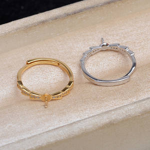 Anillo de Plata S925 para DIY, Anillo de Hueso de Serpiente con Perla Suelta, Talla 6-8 - Product Image 2