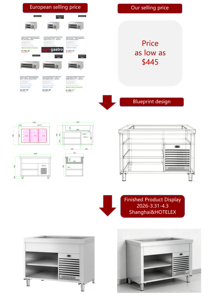 Comptoir <span class=keywords><strong>de</strong></span> préparation réfrigéré à montage supérieur GN Hollow - Product Image 4