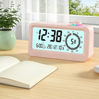 Minuteur visuel intelligent, horloge numérique LCD, réveil, minuterie de bureau alimentée par piles