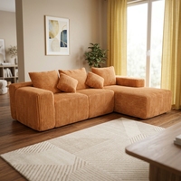 Canapé modulaire en forme de L VERNSSY, assise profonde, en velours côtelé, dossier séparé, mobile et lavable, pour salon, hôtel, villa