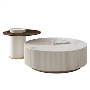 Đá Cẩm Thạch hàng đầu Trung tâm bảng modtank Tops Bàn cà phê kim loại màu trắng đồ nội thất phòng khách bền thép không gỉ hiện đại tùy chỉnh