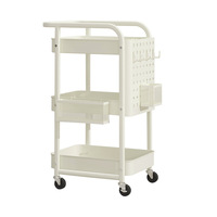 Vente flash : Chariot utilitaire à roulettes en métal à 3 niveaux pour la cuisine, petit chariot mobile, chariot de rangement à 3 tiroirs
