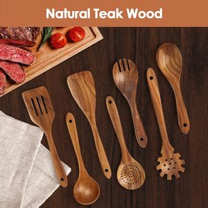 Offre Spéciale 9 pièces antiadhésif en bois d'acacia cuisine cuisson teck cuillère en bois spatule ustensiles haute qualité Stock disponible - Product Image 3