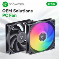 Ventilateur de boîtier PC SNOWMAN BF120-ARGB-BK 120mm Noir ARGB 20dBA Silencieux PWM Roulement Hydraulique 5V 3 Broches Synchronisation Vente en Gros