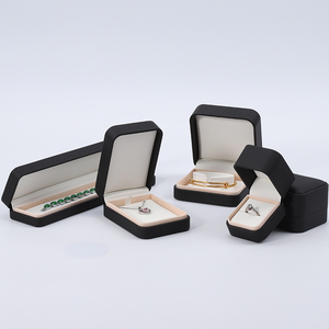 Nhà máy bán cajas Para pulseras colleres đồ trang sức Set Hộp bao bì tùy chỉnh handmade đen PU da đen hộp đồ trang sức với logo - Product Image 4