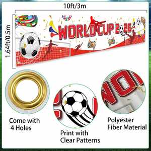 Décorations de trophées de football avec drapeaux de pays 2026, toile de fond pliable pour usage intérieur/extérieur, fêtes à domicile, jardins - Product Image 2