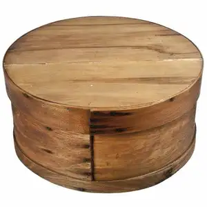 环保高品质木制圆盒圆形奶酪木盒木制曲奇盒
