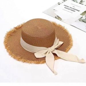 Wholesale Female Bow Large Brim Sun Beach <b>Hat</b> <b>Flat</b> Top Women's Summer <b>Hat</b> Raffia Straw <b>Hats</b> - Product Image 5