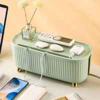 Organizador de Cables para el Hogar, Accesorios de Gestión de Cables, Caja de Almacenamiento con Enchufe Europeo, Caja de Almacenamiento para Cargador Inalámbrico y Banco de Energía