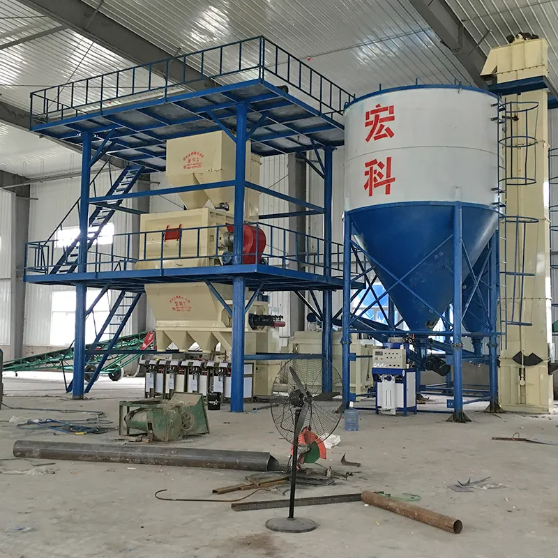 Twin shaft gravity-free dry mortar mixing plant