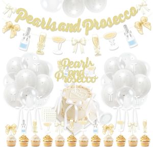 Kit de Decoración para Fiesta de Despedida de Soltera con Perlas y <span class=keywords><strong>Prosecco</strong></span>, Guirnalda de Banderines Colgantes, Globos de Helio y Látex, Adornos para Cupcakes y Pasteles - Product Image 1
