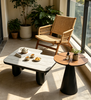 Ensemble de meubles de salon de luxe, table basse irrégulière en travertin, table d'appoint pour appartement, hôtel, design moderne personnalisé