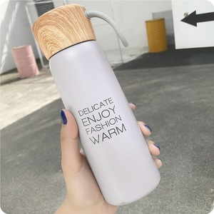 Bouteille isotherme 500ml en acier inoxydable, double paroi, avec couvercle en <span class=keywords><strong>bois</strong></span>, thermos, logo personnalisé, à personnaliser - Product Image 6