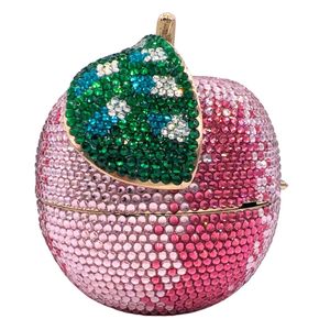 Pochette de soirée mignonne pour femme, motif pomme, avec strass brillants, sac à main pour soirée et fête, avec chaîne amovible - Product Image 1
