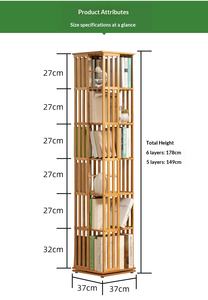 Étagère à livres en bambou moderne rotative à 360 degrés, 5-6 étagères, bibliothèque pour enfants, rangement <span class=keywords><strong>invisible</strong></span>, <span class=keywords><strong>support</strong></span> au sol pour étudiants - Product Image 4