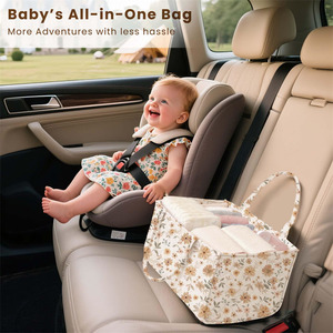 Newborn Baby Essentials Gift for Baby <b>Shower</b> and Registry <b>Portable</b> Nursery Basket Travel Diaper Tote Bag Diaper Caddy Organizer - Product Image 2