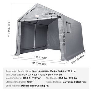 Tettoia Portatile in PVC <span class=keywords><strong>per</strong></span> Esterni, Garage <span class=keywords><strong>per</strong></span> Generatori, Veicoli, Moto - 6' x 3', 8' x 8', 10' x 10' - Casette da Giardino e Ripostigli - Product Image 5