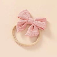 Nouvelle arrivée gros arc bandeau coton cheveux arc pour bébé filles gaufre cheveux accessoires chapeaux Nylon bandeau