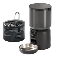 Ensemble distributeur automatique d'eau et de nourriture pour animaux de compagnie intelligent 4L avec caméra 1080P, contrôle par application et fontaine à eau filtrée 2,2L