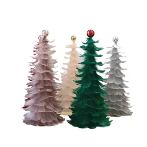 Hot Sale Handmade New Design Goose Feather Tree/ Christmas Tree Shape with decoration