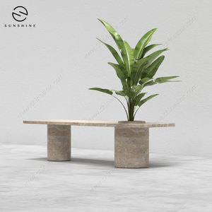 Table basse ronde en marbre de luxe italienne, design moderne de ferme avec accents en fer pour hôtel et salon de maison - Product Image 1