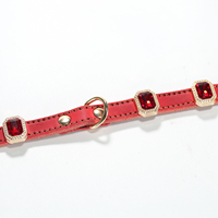 Collier pour chien en cuir véritable de vache, doux et luxueux, écologique, double ligne, double D, avec diamants