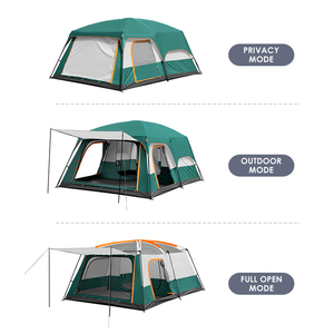 Grande tenda da campeggio a due stanze per famiglie impermeabile, facile da montare per esterni, escursioni, tenda da campeggio leggera Glamping - Product Image 2