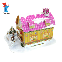 Puzzle 3D Busa DIY Adegan Rumah Gudang Natal, Mainan Kerajinan Anak, Model Rakitan Santa Snowman Sleigh, Dekorasi Meja Natal untuk Rumah