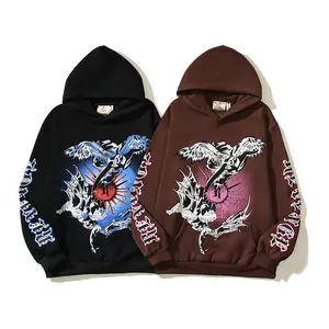 Kledingfabrikanten Originele Modieuze Hoodies Van Hoge Kwaliteit Ontwerp Met Pofprint Grafisch Zwaar Katoen Oversized Hoodies