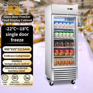 Commercial Single Door Upright Glass Display Reach-In Refrigerator Frozen Food Showcase Automatic Defrost Digital UR-54C-1D Larg - Product Image 3