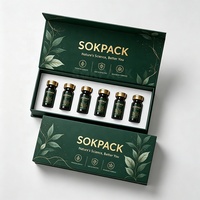 Boîte d'emballage personnalisée écologique pour 6 flacons de sérum peptidique de 10 ml, fermeture magnétique de luxe, boîte rigide en carton, mousse mate, revêtement UV