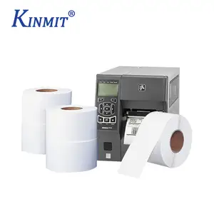 Kinmit 4 "X 6" กันน้ำกาวฉลากความร้อนการจัดส่งสินค้าฉลากม้วนด้านบนเคลือบโดยตรงความร้อนกาวม้วนกระดาษ