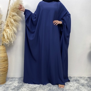 Trending Nida Solid Color Batwing Closed Abaya Basic Daily Wear Maxi <b>Dress</b> for Muslim Women With Back Zip - Product Image 4