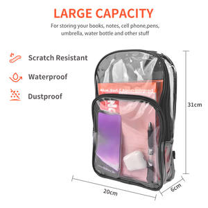 Mode Logo personnalisé clair stade événement approuvé Heavy Duty PVC en plein air femmes loisirs Mini sac à dos sac d'école Portable fermeture éclair - Product Image 2