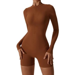 Mono ajustado de manga larga con media cremallera personalizado para mujer, mono de Yoga de una pieza - Product Image 6