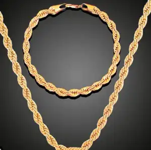 Twist Chain 18K Gold Plated Copper Ornament Chain Personality Men's and Women's Necklace Manufacturers Direct Sales