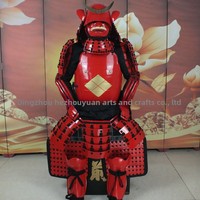 Kostum Samurai Armor Film dan TV untuk Dewasa Unisex, Kostum Halloween Cosplay Gaya Metalik Merah