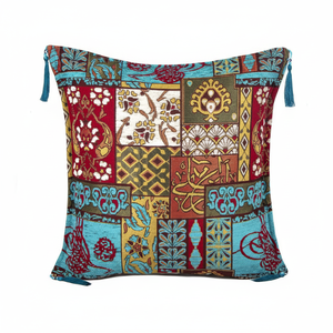 Cuscino per cuscino in tessuto di ciniglia turco progettato con segno colorato Flover e Ottoman - Product Image 2