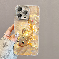 Coque magnétique en TPU motif dessin animé Poisson Koi pour iPhone 17/16 Pro Max, style chinois sophistiqué, finition mate