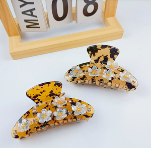 千金优雅碎花发夹大号龟壳PVC发夹女士时尚发饰批发 - Product Image 2