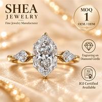 Bague de fiançailles en or jaune massif 10K/14K/18K avec trois diamants de laboratoire taille hexagonale de 0,5 à 3 carats, certifiés IGI VVS