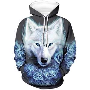 Vendita calda alla moda felpa con cappuccio modello lupo Cool da uomo autunno inverno con un forte fascino Cool - Product Image 5