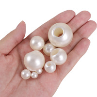 Perles en vrac ABS de 8 à 30 mm, grand trou droit, blanc cassé, perles nacrées, fournitures pour la fabrication de bijoux faits à la main, bracelets et colliers DIY