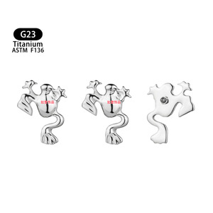 Boucles d'oreilles en alliage de titane en forme de grenouille G23 ASTM F136 de qualité médicale pour piercing d'oreille, de lèvre et clous d'oreille - Product Image 5