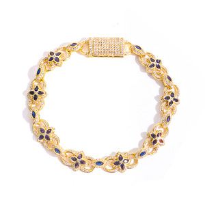 Hip Hop Full Four Leaf <b>Clover</b> <b>Bracelet</b> Jewelry Colored Jewel Eye 8 Chain Accessories Tanjing - Product Image 5