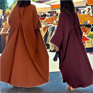 MQ174 abito da donna musulmano Cardigan in poliestere capispalla per l'inverno estate e autunno per abiti da sposa Abaya dal Medio Oriente - Product Image 2
