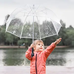 Full Printing Wholesale Umbrella Clear Transparent Kids Clear Portable Transparent Promotional Clear Dome Umbrella