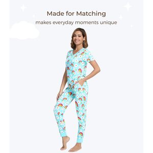 Ensemble de pyjama pour femmes, col en V, manches courtes, pantalon de jogging, vêtements de nuit, vêtements de détente, tissu tricoté doux, ensemble deux pièces - Product Image 2